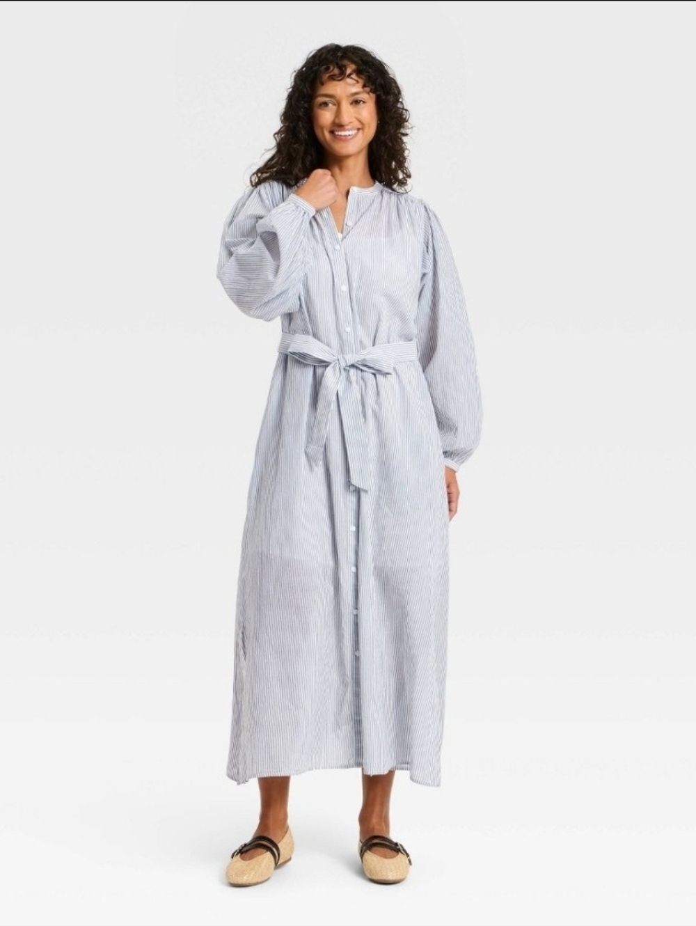 Universal Thread Women's Balloon Long Sleeve Collared Neck Maxi Shirtdress XS - Picture 3 of 5